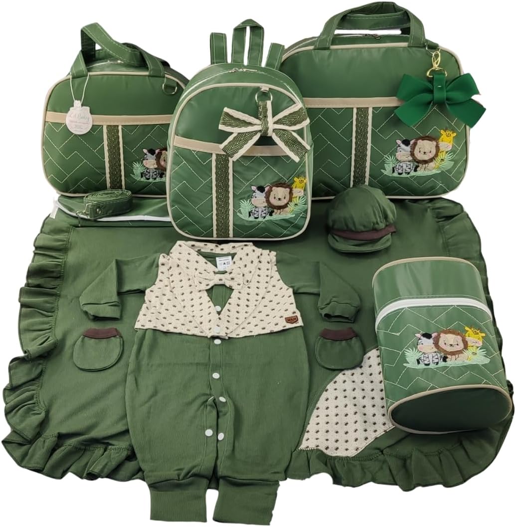KIT BOLSA MATERNIDADE 5 PCS SAFARI BABY SAIDA MATERNIDADE MENINO