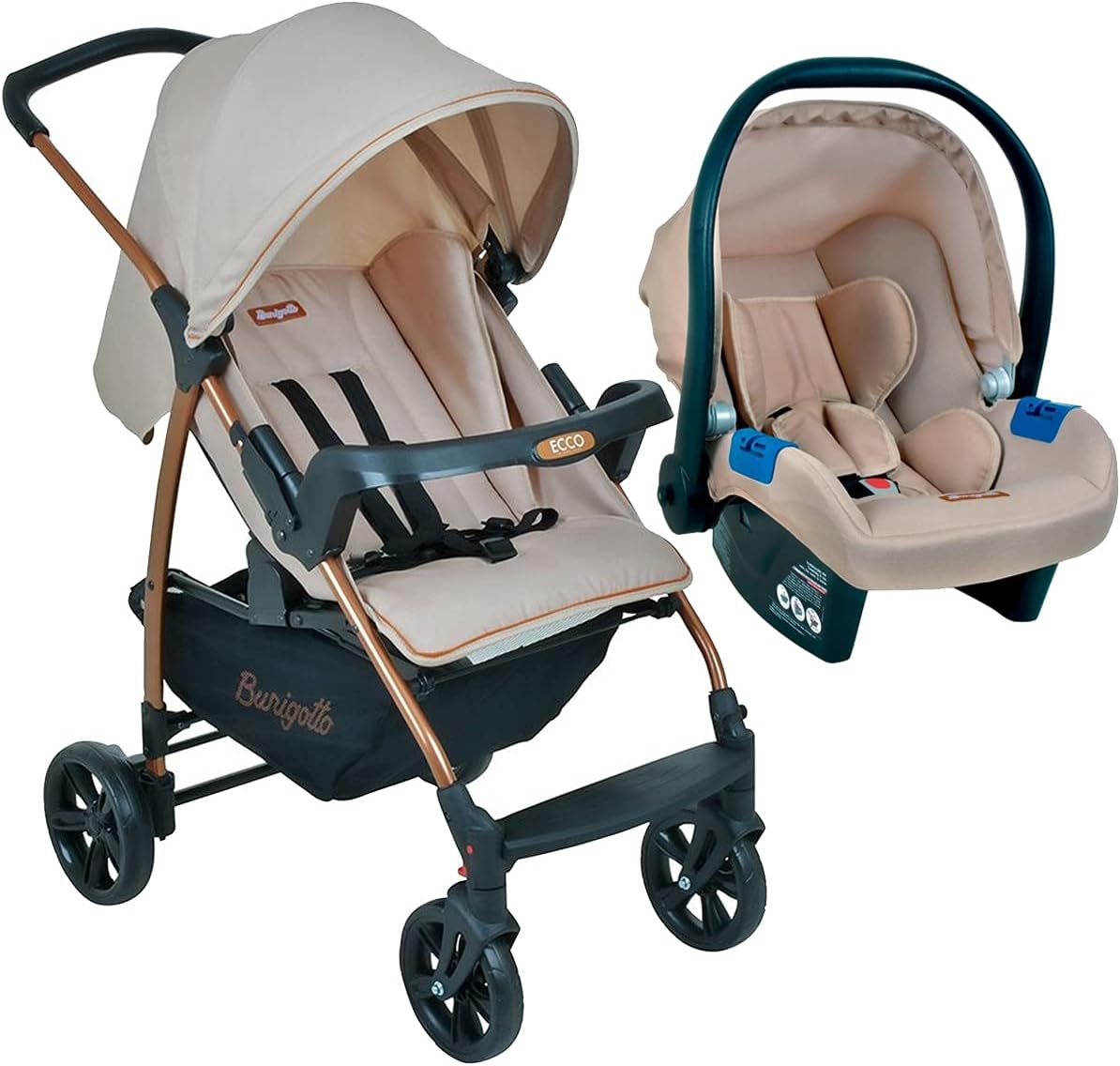 Carrinho de Bebe Para Passeio Ate 15Kg Travel System Ecco Burigotto